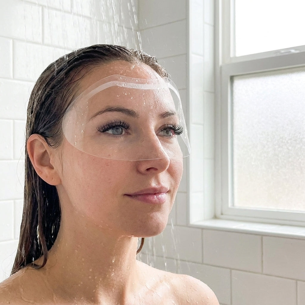 Lashield clear shower shield keeping lash extensions dry